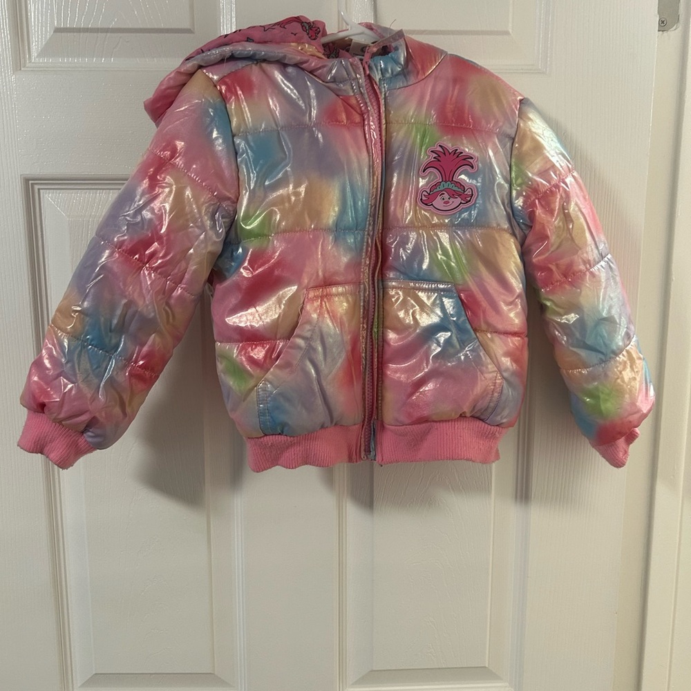 Trolls Multicolor Puffer Jacket for Kids